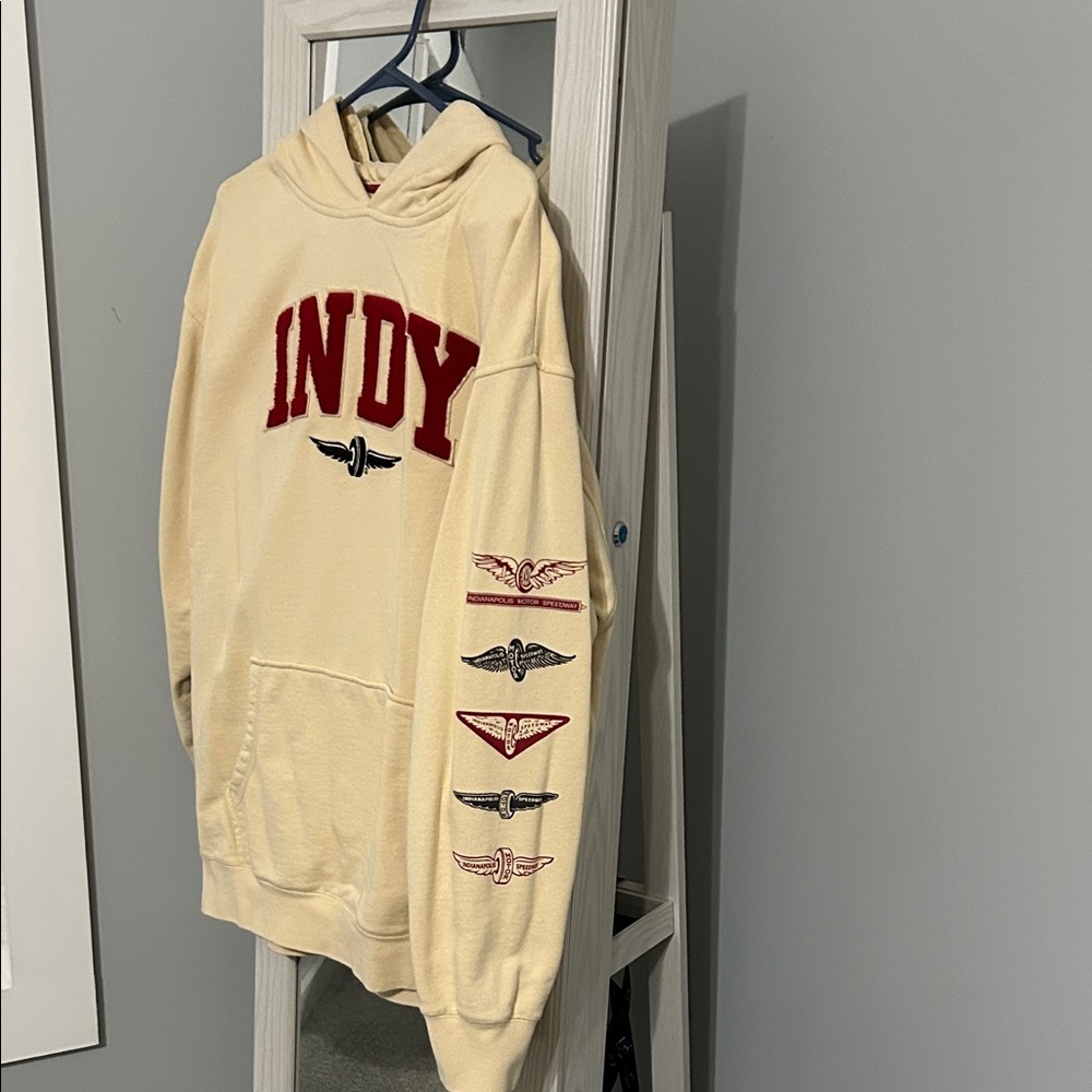 Cream Hoodie with Red 'INDY' Logo - Picture 3 of 3